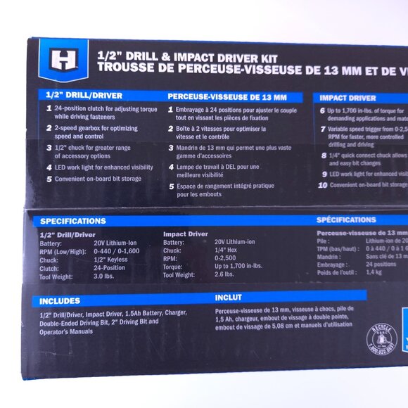 Hart  1/2" Drill & Impact Driver Kit 20v Cordless System New Sealed - Picture 7 of 8